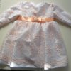 Рокля за кръщене в бяло и праскова